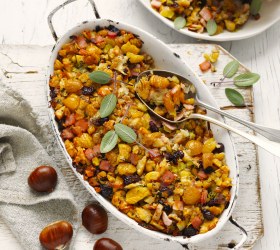 Chestnut, cranberry and bacon stuffing